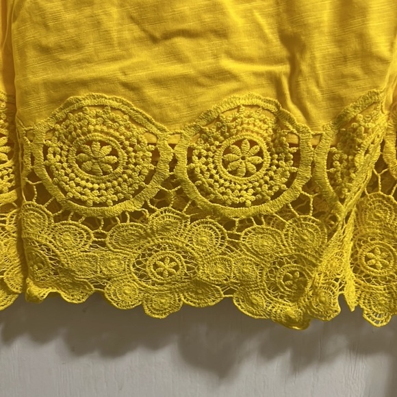 Lands' End Women's 3/4 Sleeve Crochet Hem Tunic Vibrant Sun - Picture 3 of 4